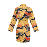 Kangaroo Australian aboriginal art pattern Women's Long Sleeve Belted Night Robe