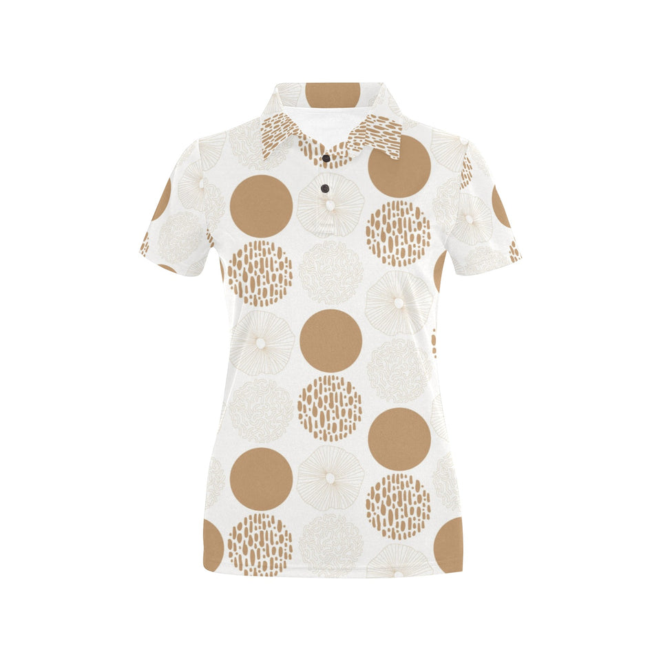 Gold Texture mushroom pattern Women's All Over Print Polo Shirt