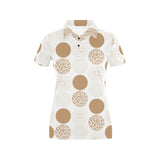 Gold Texture mushroom pattern Women's All Over Print Polo Shirt