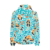 Cute sea otters fishe sea urchin pattern Men's Padded Hooded Jacket