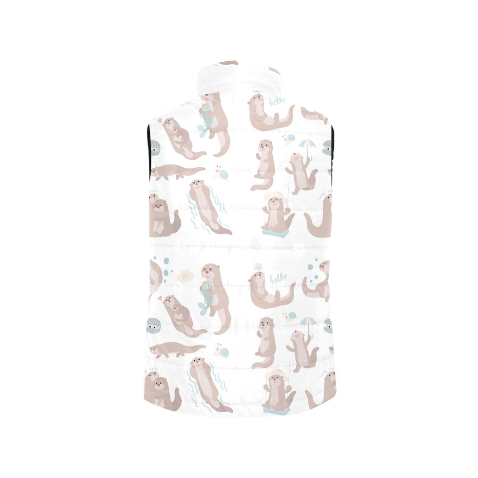 Cute sea otters pattern Men's Padded Vest