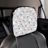 Airplane cloud grey background Car Headrest Cover