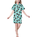Hedgehog Pattern Print Design 03 Kids' Boys' Girls' V-Neck Short Pajama Set