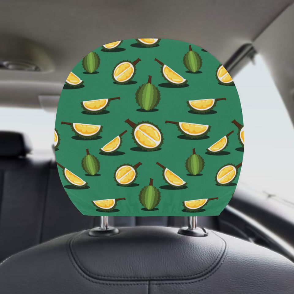 Durian pattern green background Car Headrest Cover