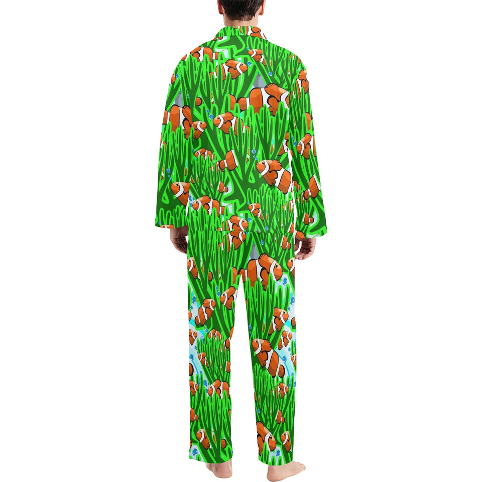 Clown Fish Pattern Print Design 01 Men's Long Pajama Set