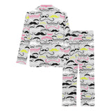 Mustache Beard Pattern Print Design 02 Women's Long Pajama Set