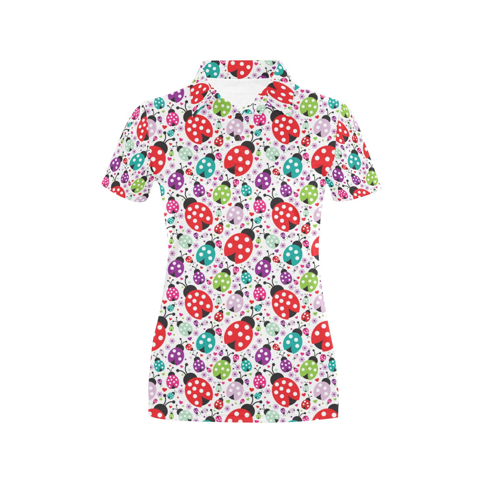 Ladybug Pattern Print Design 03 Women's All Over Print Polo Shirt
