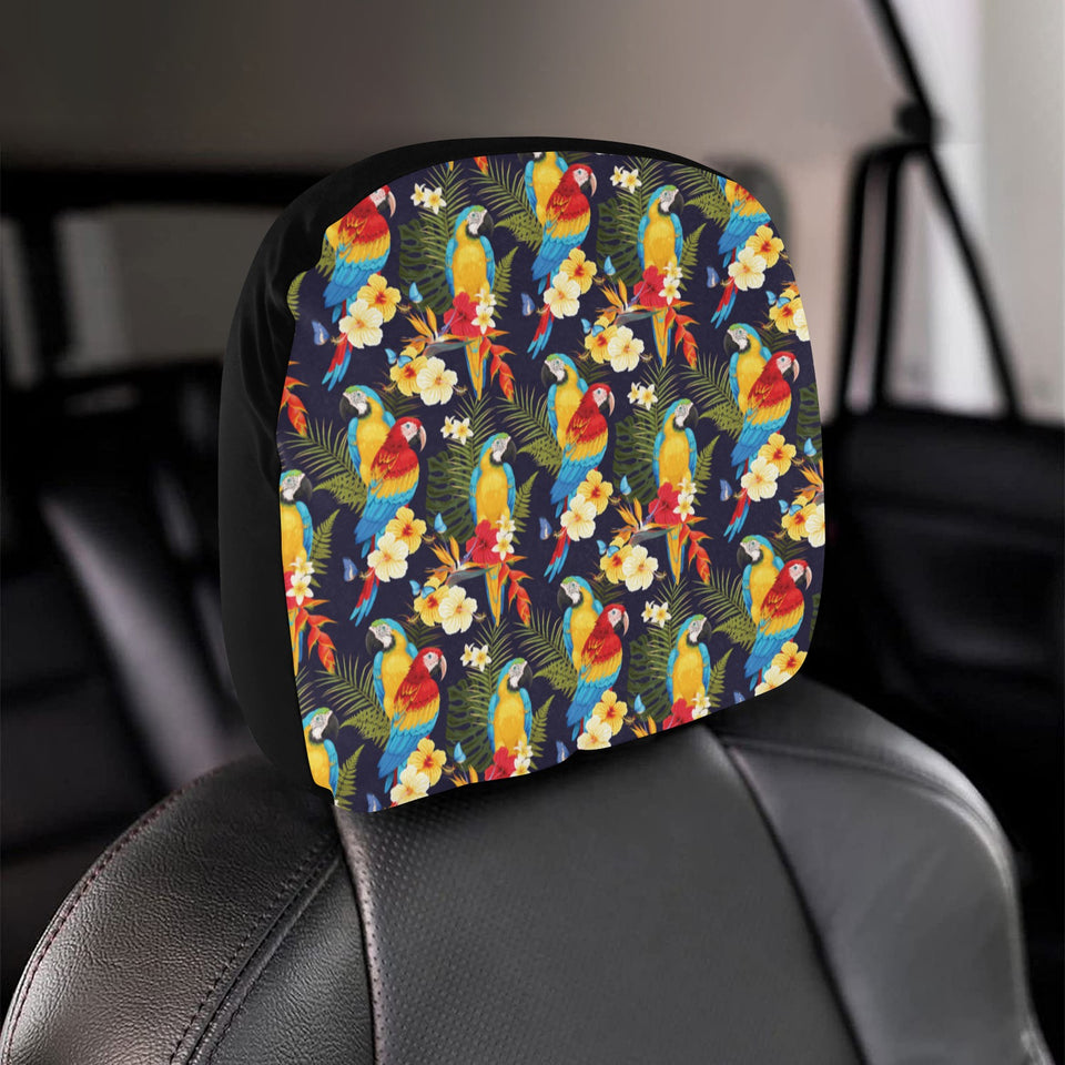 Colorful parrot flower pattern Car Headrest Cover