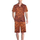 cacao beans tribal polynesian pattern Men's V-Neck Short Pajama Set