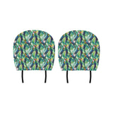 Colorful parrot exotic flower leaves Car Headrest Cover
