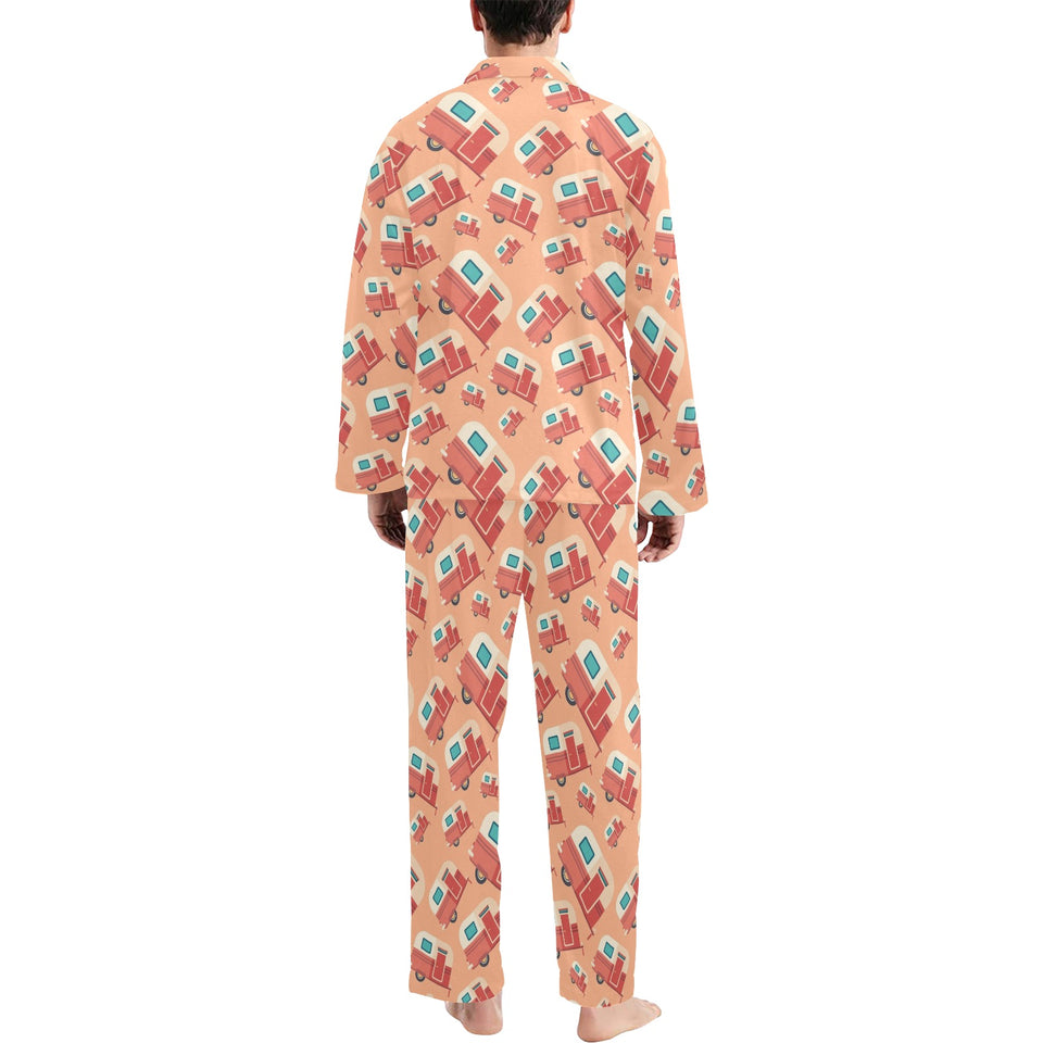 Camper Van Pattern Print Design 03 Men's Long Pajama Set