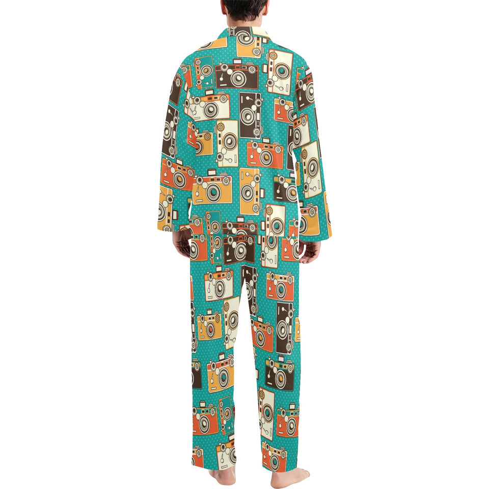Camera Pattern Print Design 03 Men's Long Pajama Set