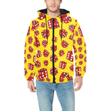 Dice Pattern Print Design 04 Men's Padded Hooded Jacket