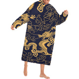 Gold dragon pattern Blanket Robe with Sleeves