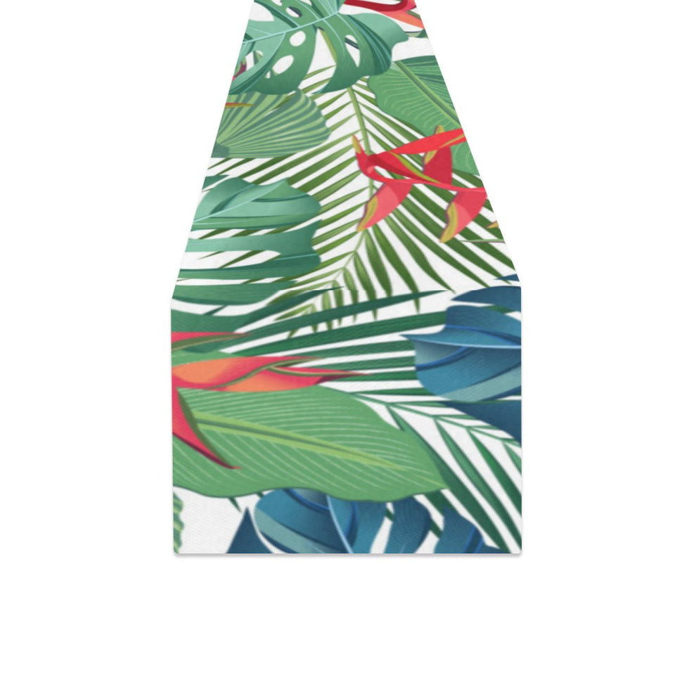 heliconia palm and monstera leaves pattern Table Runner