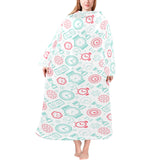 Clock time pattern blackground Blanket Robe with Sleeves