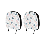 Black Gray Cream coral ginkgo leaves pattern Car Headrest Cover