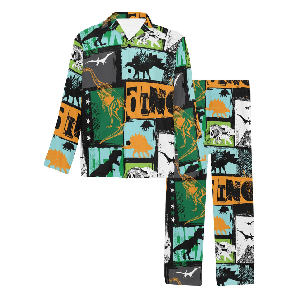 dinosaurs print pattern Men's Long Pajama Set