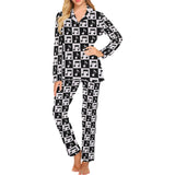 Music Notes Pattern Print Design 01 Women's Long Pajama Set