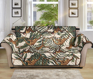 Monkey tropical leaves background Sofa Cover Protector