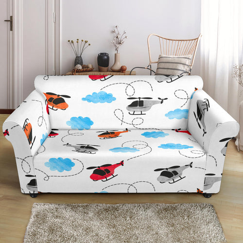 Watercolor Helicopter Cloud Pattern Loveseat Couch Slipcover