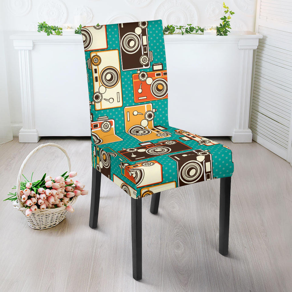 Camera Pattern Print Design 03 Dining Chair Slipcover