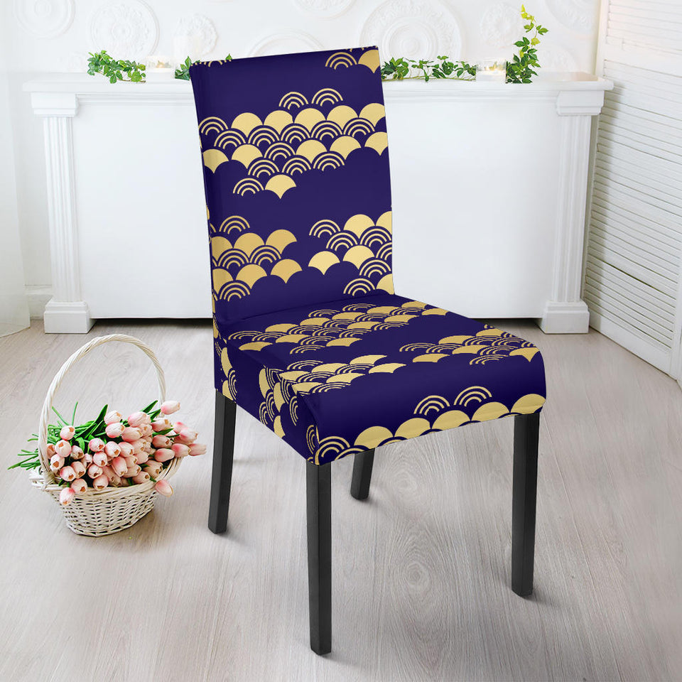 Beautiful Japanese Fan Pattern Dining Chair Slipcover
