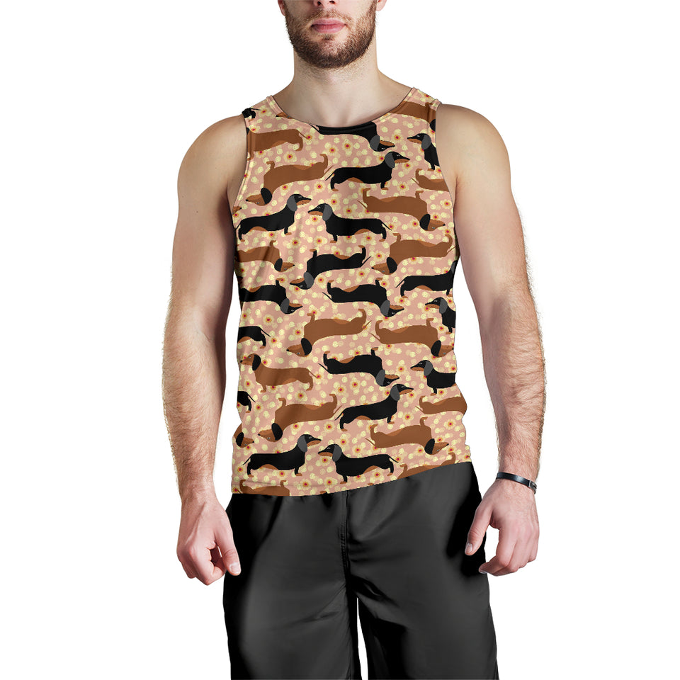 Dachshund floral background Men Tank Top