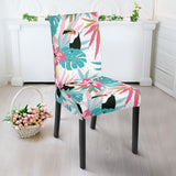 Toucan Tropical Flower Leave Pattern Dining Chair Slipcover