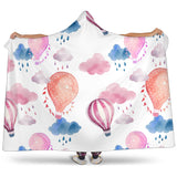 Watercolor Air Balloon Cloud Pattern Hooded Blanket