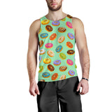 Colorful donut pattern green background Men Tank Top