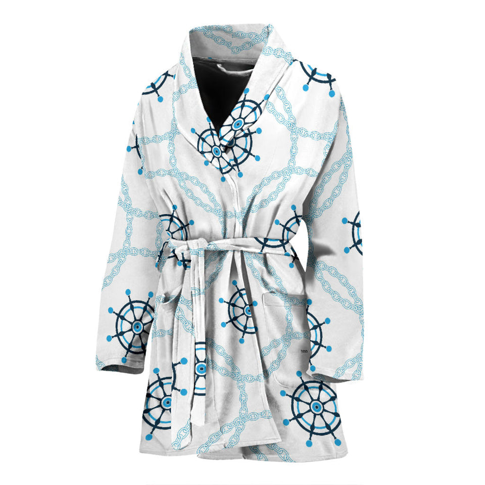 Nautical Steering Wheel Chain Women'S Bathrobe