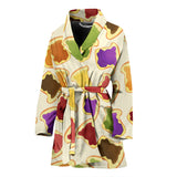 Bread Toast Pattern Print Design 02 Women's Bathrobe