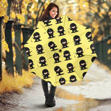 Cute Ninja Yellow Background Umbrella