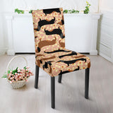 Dachshund Floral Background Dining Chair Slipcover