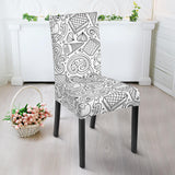 Cartoon Hand Drawn Ice Cream Black White Dining Chair Slipcover