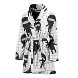 Ninja Pattern Plaid Background Women'S Bathrobe