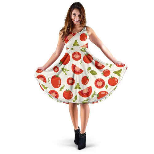 Tomato Pattern Sleeveless Midi Dress
