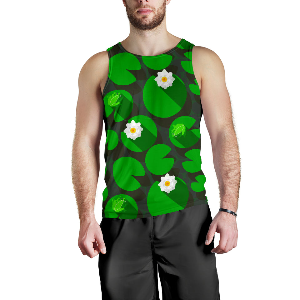 Frog waterlily pattern Men Tank Top