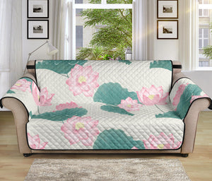 Pink lotus waterlily leaves pattern Sofa Cover Protector