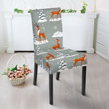 Beautiful Deers Winter Christmas Dining Chair Slipcover