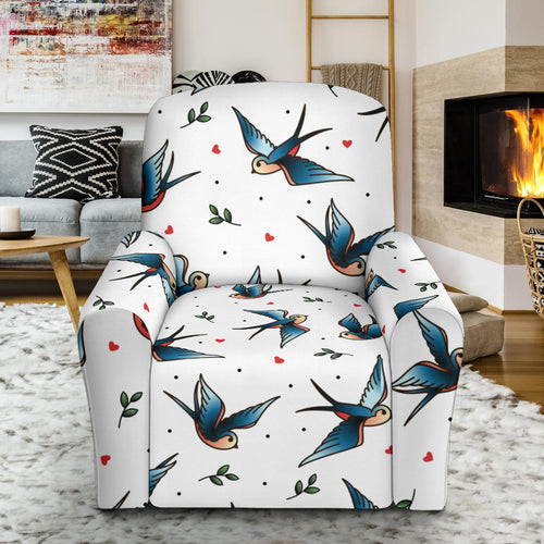 Swallow Pattern Print Design 04 Recliner Chair Slipcover