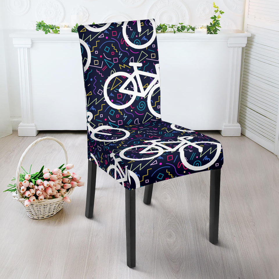 Bicycle Pattern Print Design 03 Dining Chair Slipcover