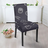 Sushi Pattern Black Background Dining Chair Slipcover
