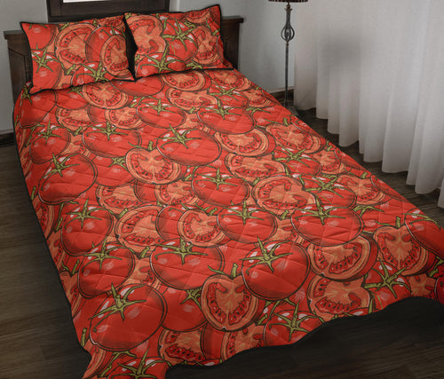 Red Tomato Pattern Quilt Bed Set
