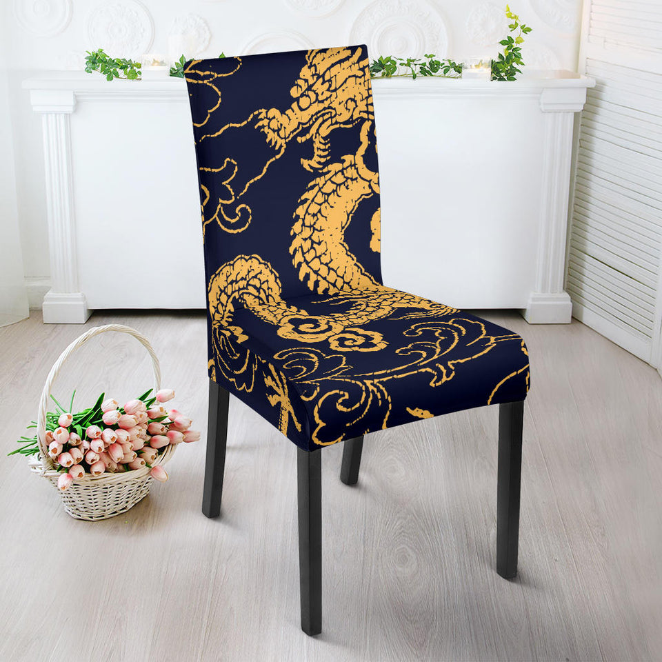 Gold Dragon Pattern Dining Chair Slipcover