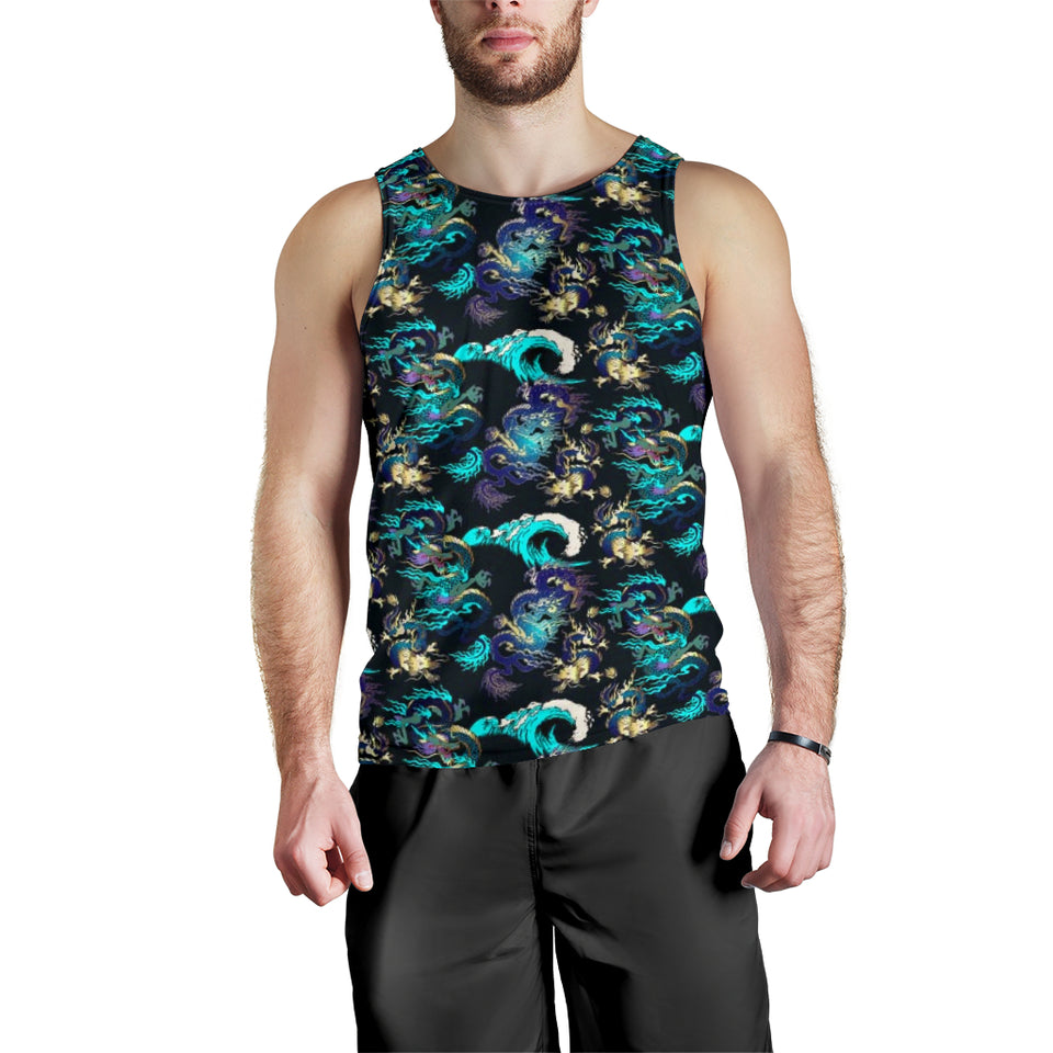 Dragon sea wave pattern Men Tank Top