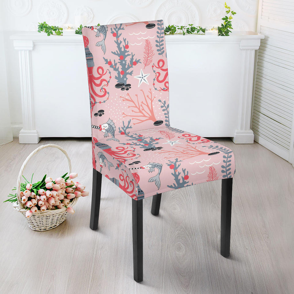 Octopus Winter Hat Garland Fish Candy Seaweed Coral Starfish Dining Chair Slipcover