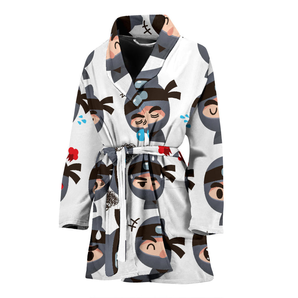 Cute Ninja Design Pattern Women'S Bathrobe