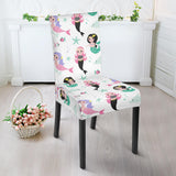 Cute Mermaid Dolphin Fish Starfish Pattern Dining Chair Slipcover